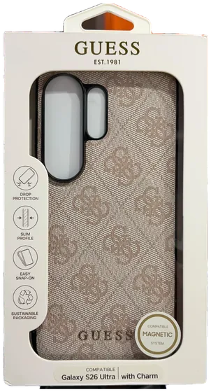 Guess Galaxy S26 Ultra Hülle – 4G Monogram Rosé · mit Charm